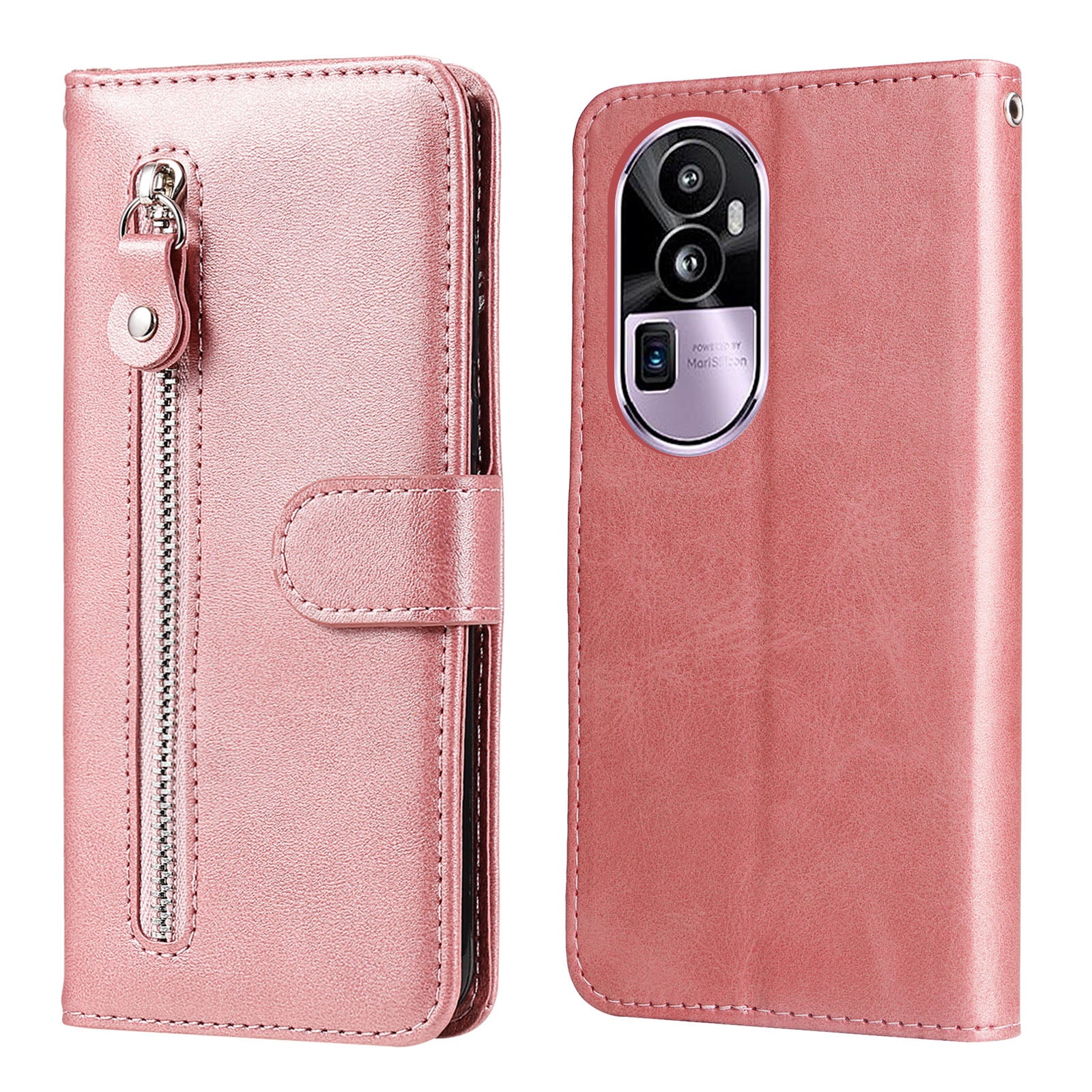 For Oppo Reno10 Pro+ 5G Calf Texture Phone Case Zipper Pocket Wallet Foldable Stand Cover