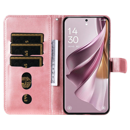 For Oppo Reno10 Pro+ 5G Calf Texture Phone Case Zipper Pocket Wallet Foldable Stand Cover
