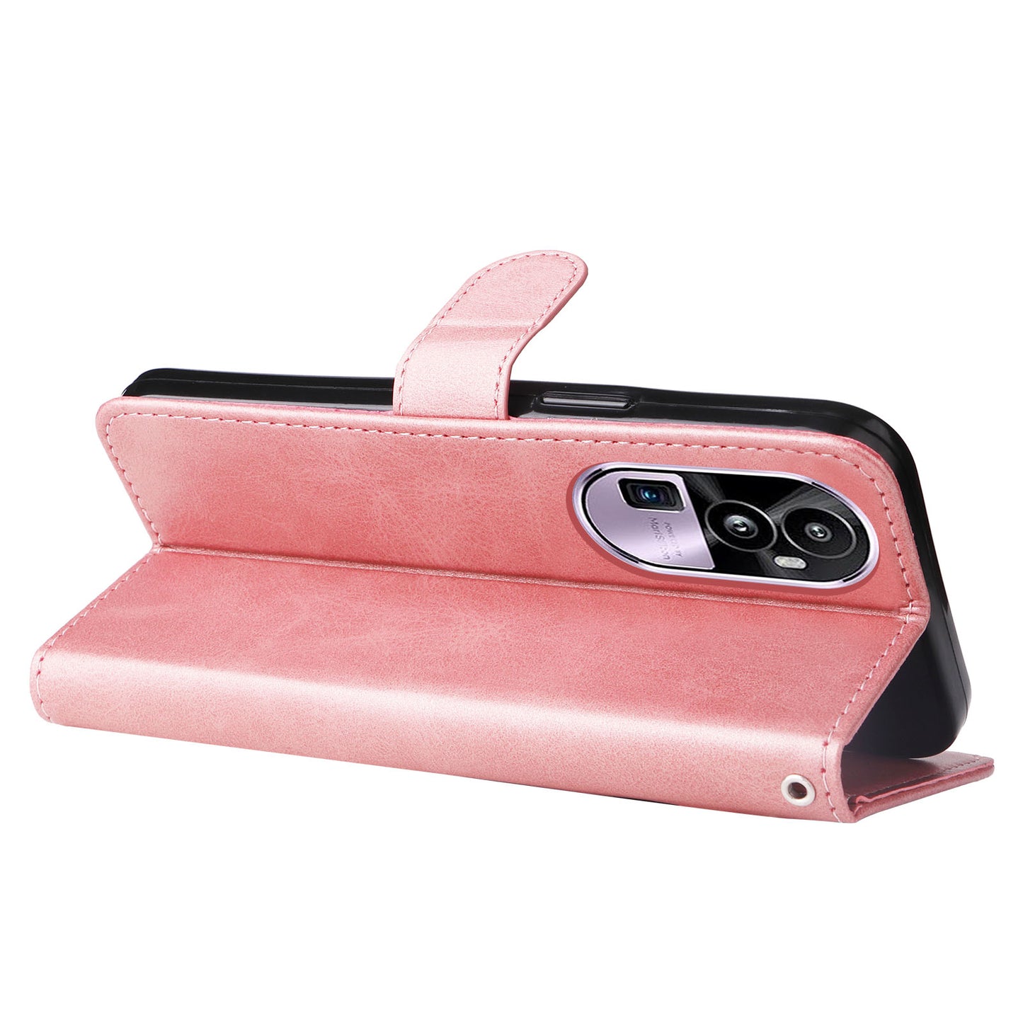For Oppo Reno10 Pro+ 5G Calf Texture Phone Case Zipper Pocket Wallet Foldable Stand Cover