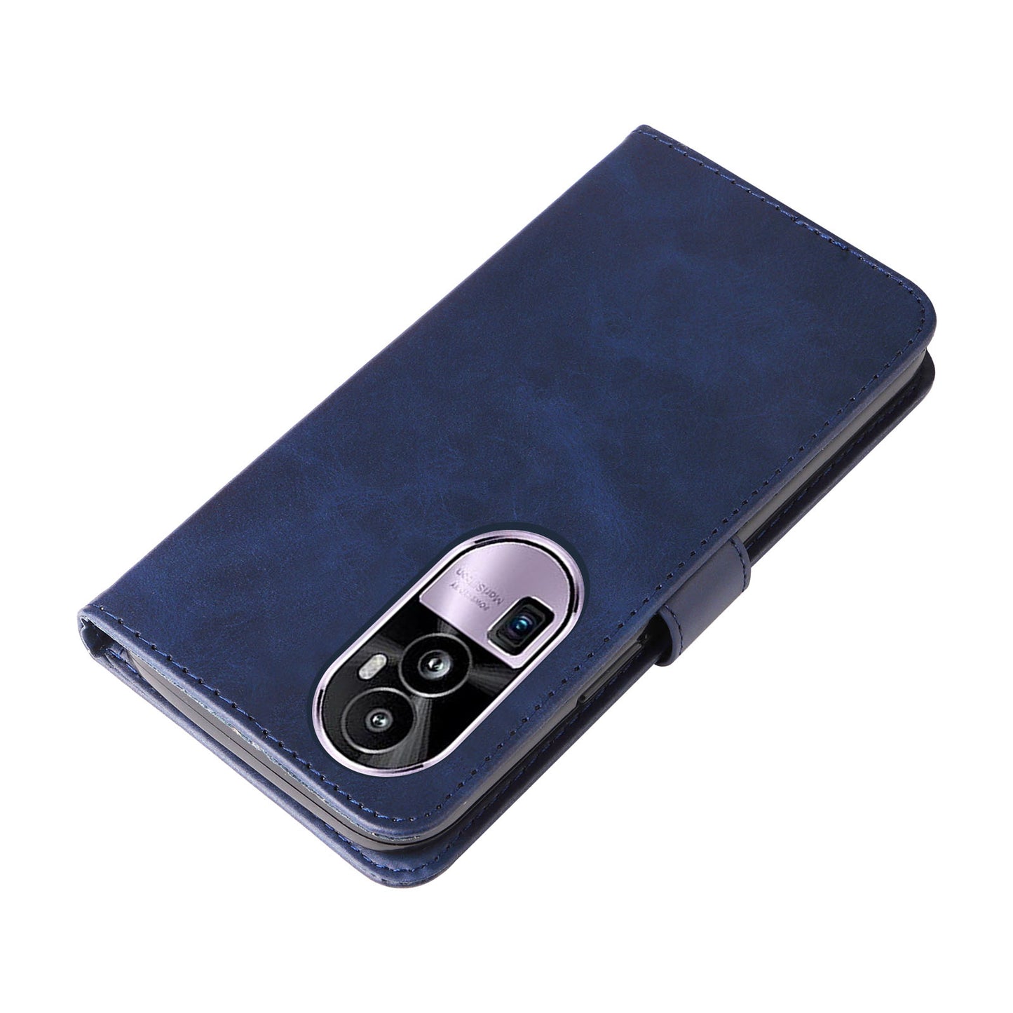 For Oppo Reno10 Pro+ 5G Calf Texture Phone Case Zipper Pocket Wallet Foldable Stand Cover