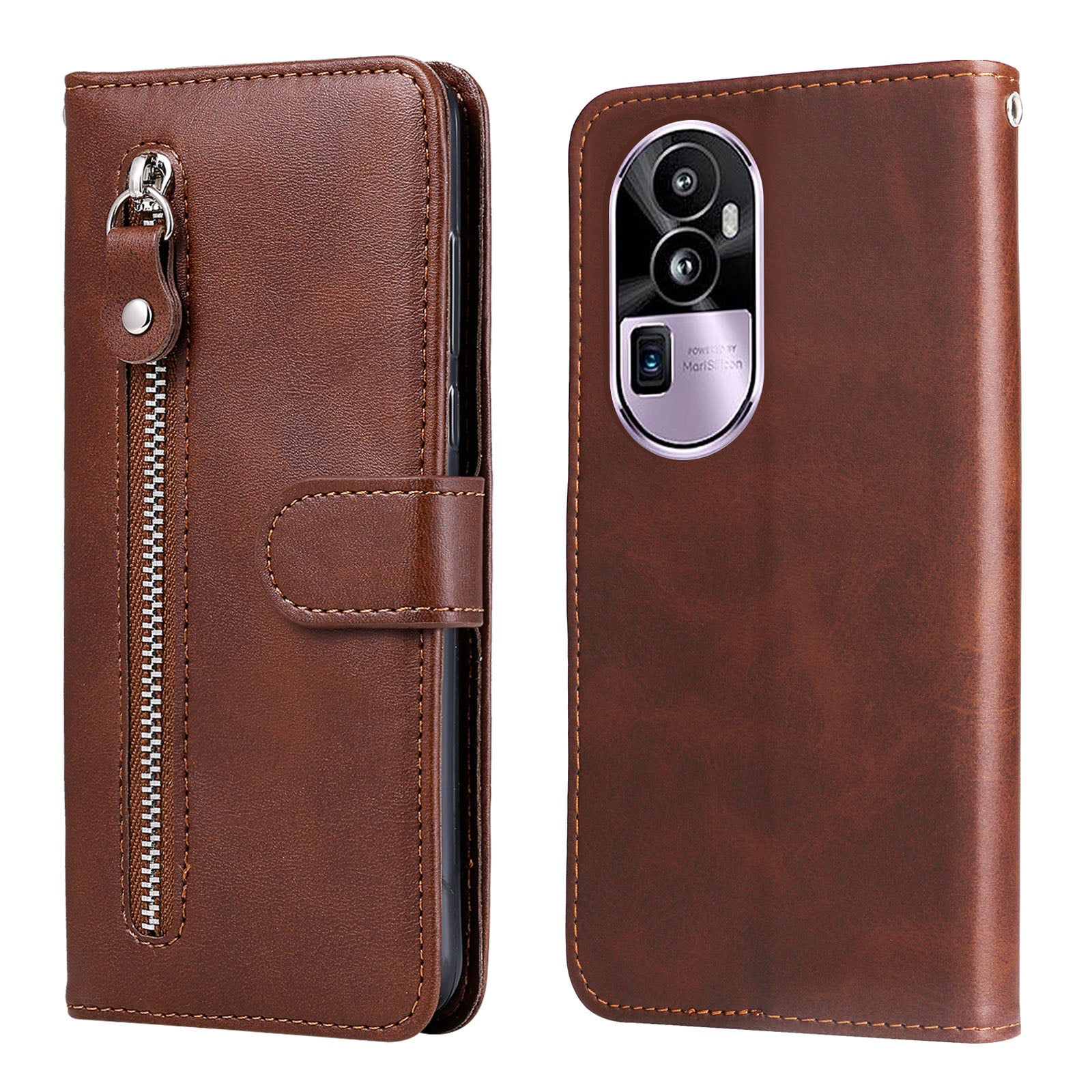 For Oppo Reno10 Pro+ 5G Calf Texture Phone Case Zipper Pocket Wallet Foldable Stand Cover