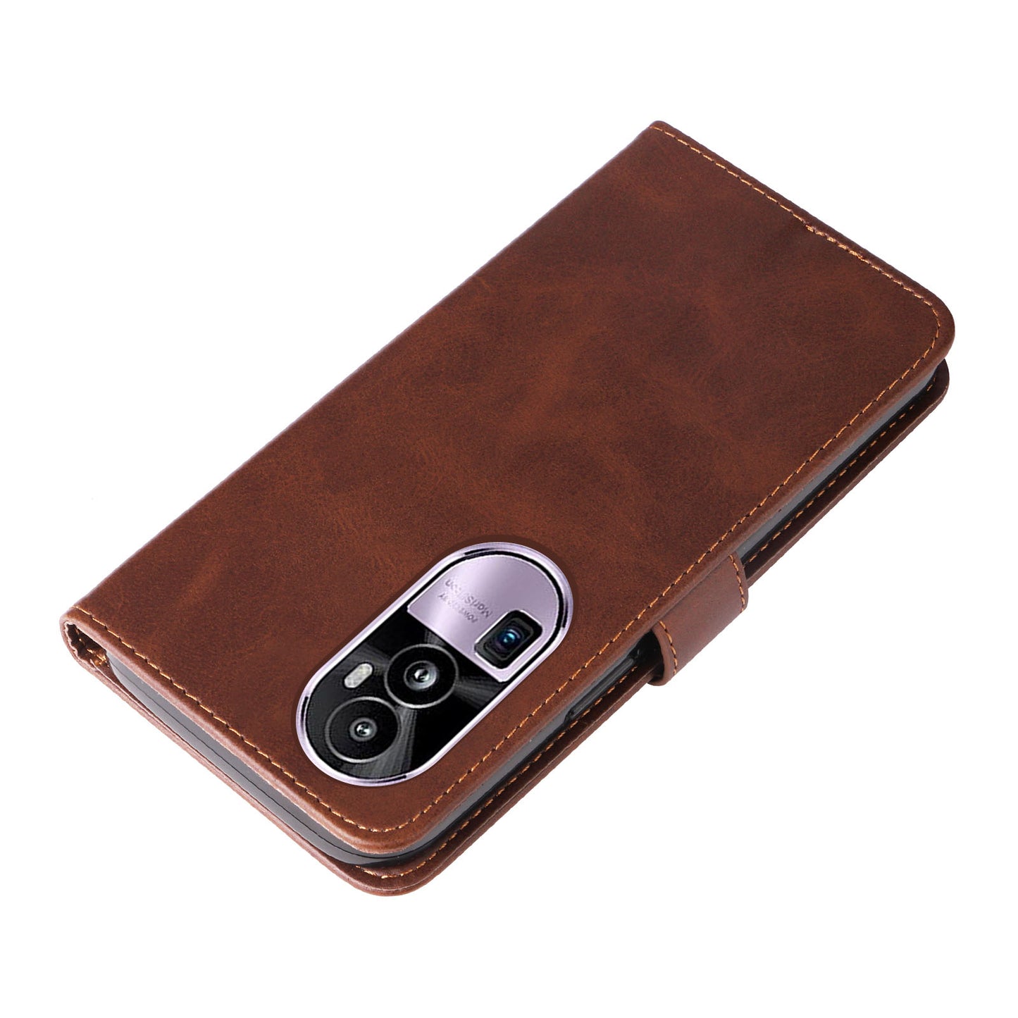 For Oppo Reno10 Pro+ 5G Calf Texture Phone Case Zipper Pocket Wallet Foldable Stand Cover