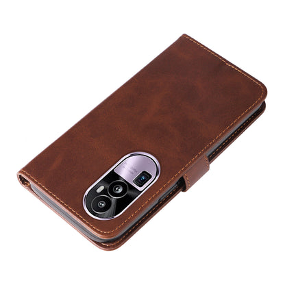 For Oppo Reno10 Pro+ 5G Calf Texture Phone Case Zipper Pocket Wallet Foldable Stand Cover