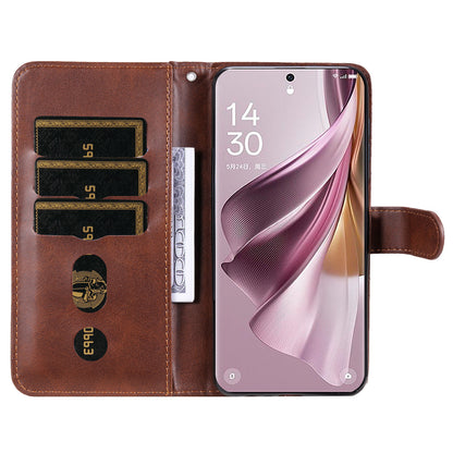 For Oppo Reno10 Pro+ 5G Calf Texture Phone Case Zipper Pocket Wallet Foldable Stand Cover