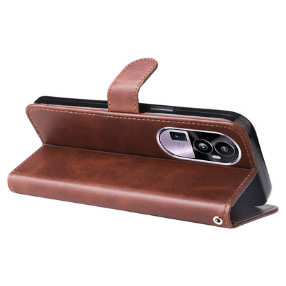 For Oppo Reno10 Pro+ 5G Calf Texture Phone Case Zipper Pocket Wallet Foldable Stand Cover