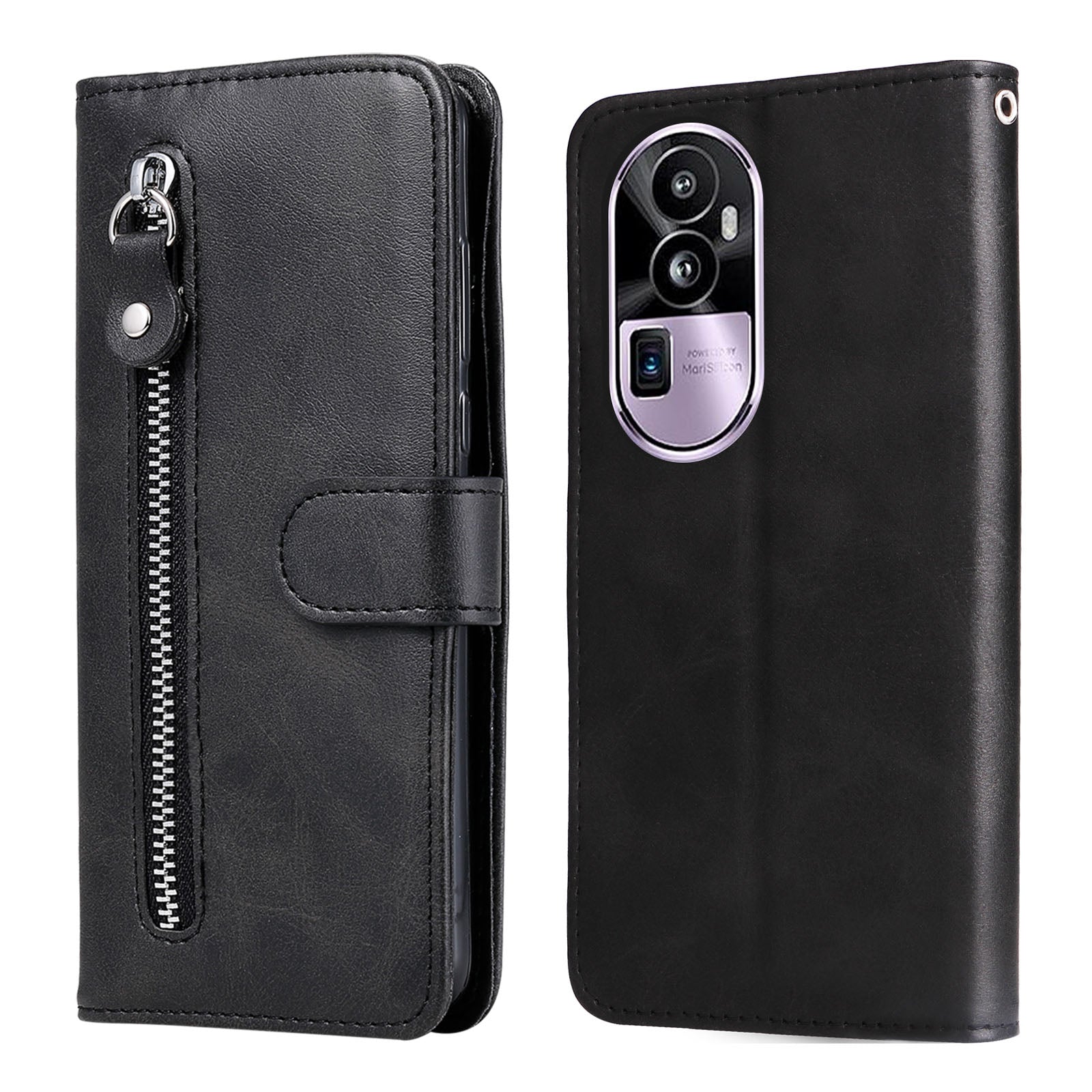 For Oppo Reno10 Pro+ 5G Calf Texture Phone Case Zipper Pocket Wallet Foldable Stand Cover
