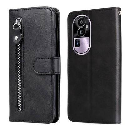 For Oppo Reno10 Pro+ 5G Calf Texture Phone Case Zipper Pocket Wallet Foldable Stand Cover