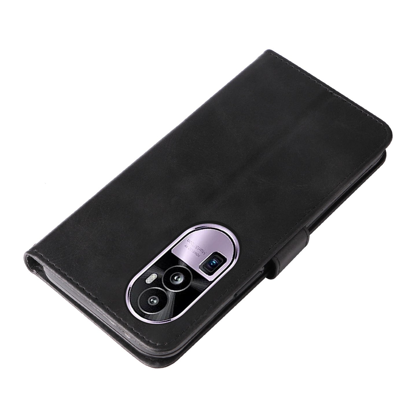 For Oppo Reno10 Pro+ 5G Calf Texture Phone Case Zipper Pocket Wallet Foldable Stand Cover