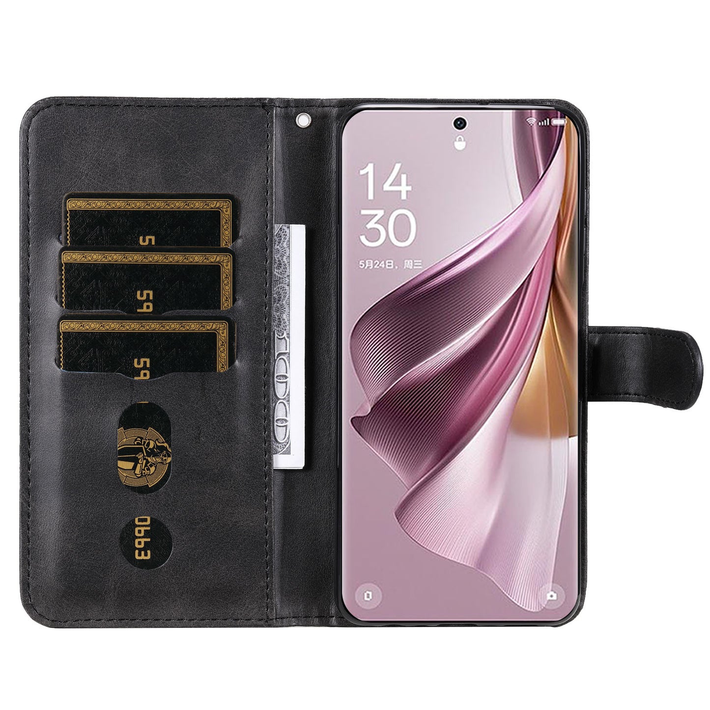 For Oppo Reno10 Pro+ 5G Calf Texture Phone Case Zipper Pocket Wallet Foldable Stand Cover