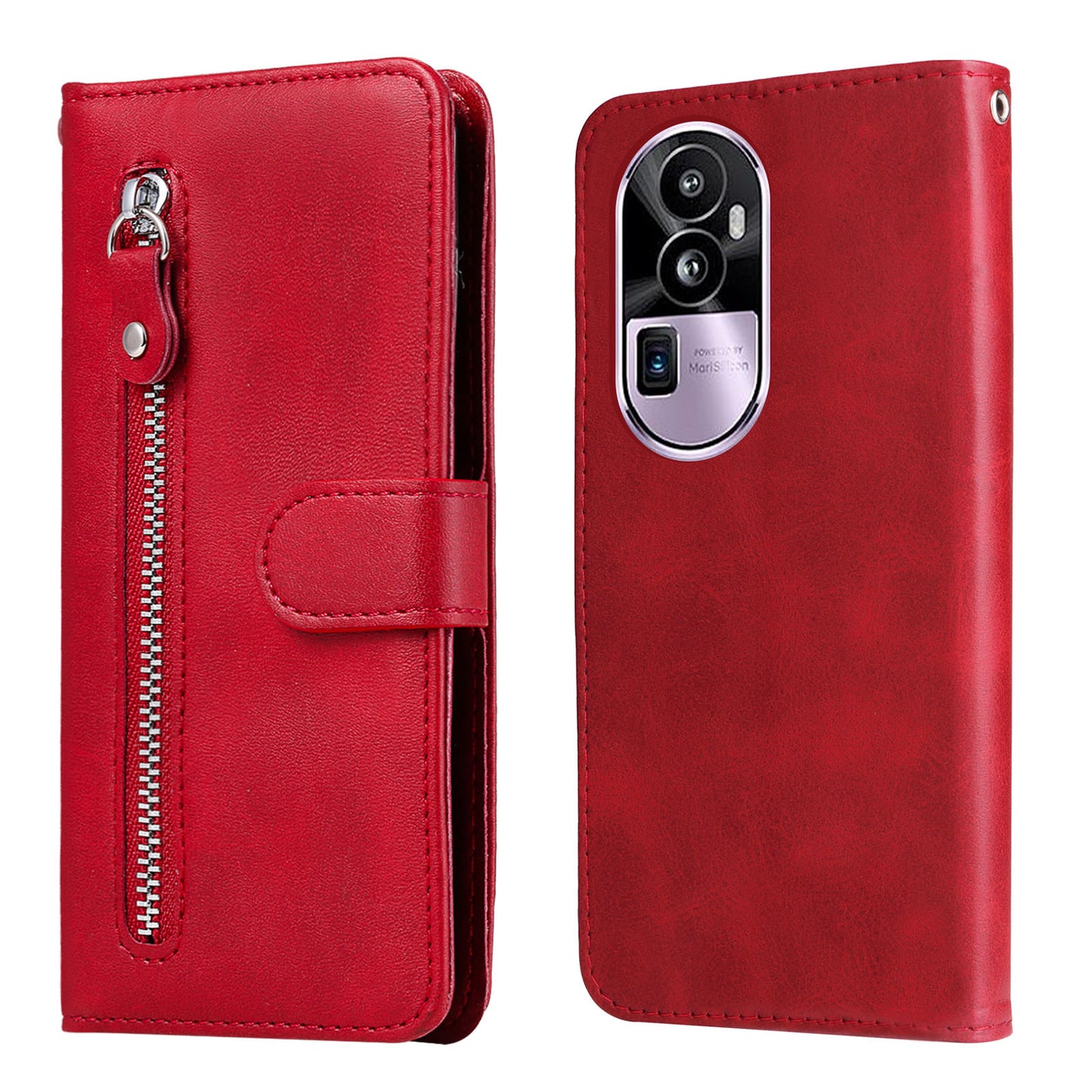 For Oppo Reno10 Pro+ 5G Calf Texture Phone Case Zipper Pocket Wallet Foldable Stand Cover