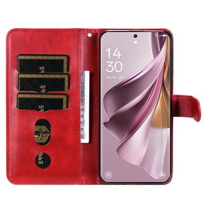 For Oppo Reno10 Pro+ 5G Calf Texture Phone Case Zipper Pocket Wallet Foldable Stand Cover