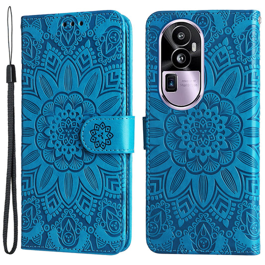 For Oppo Reno10 Pro+ 5G Book Style Protective Cover Sunflower Imprinted Stand Leather Wallet Case