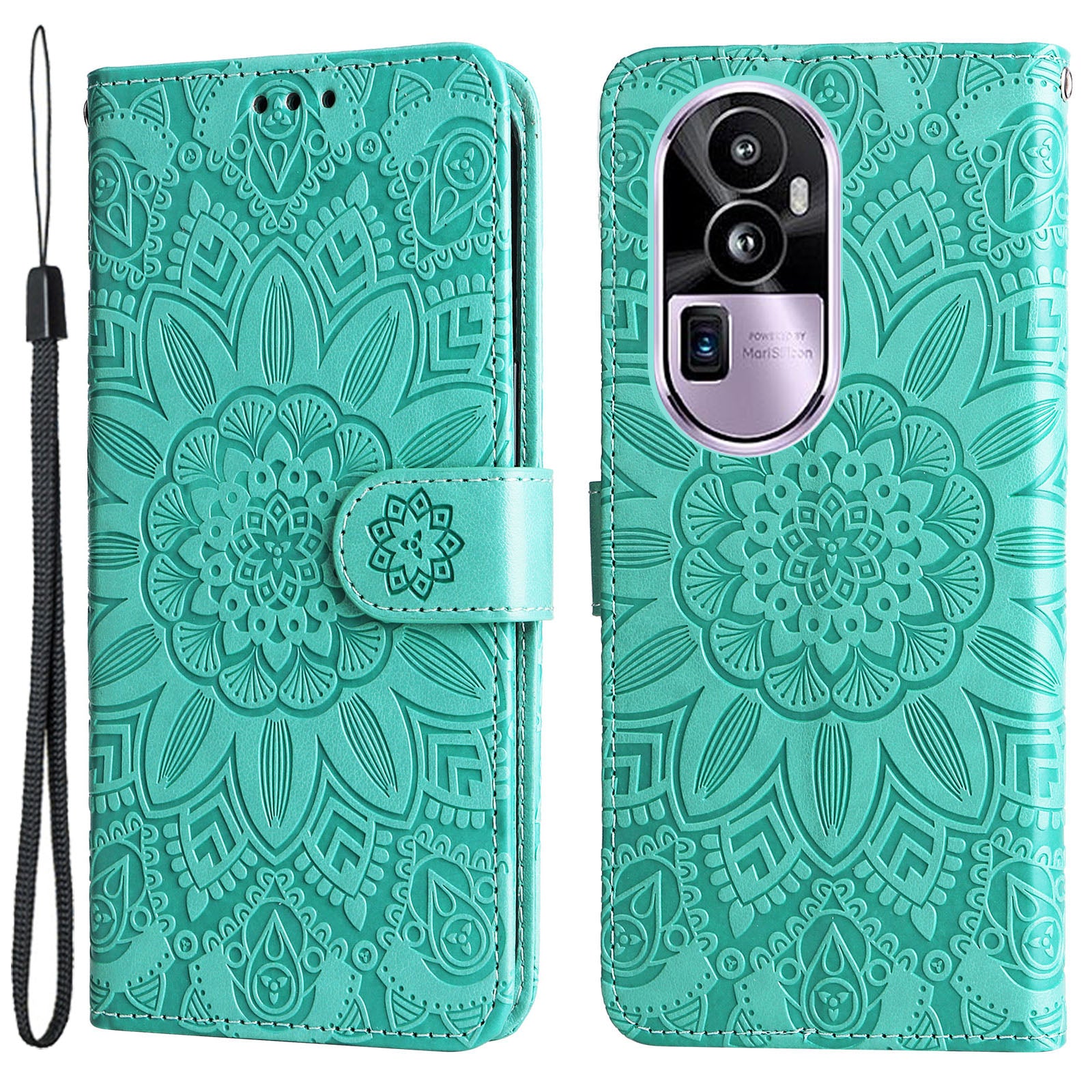 For Oppo Reno10 Pro+ 5G Book Style Protective Cover Sunflower Imprinted Stand Leather Wallet Case