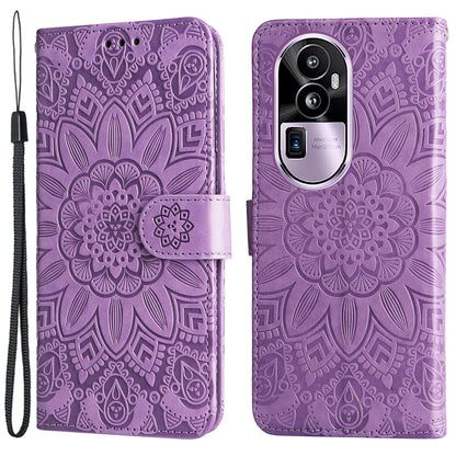 For Oppo Reno10 Pro+ 5G Book Style Protective Cover Sunflower Imprinted Stand Leather Wallet Case