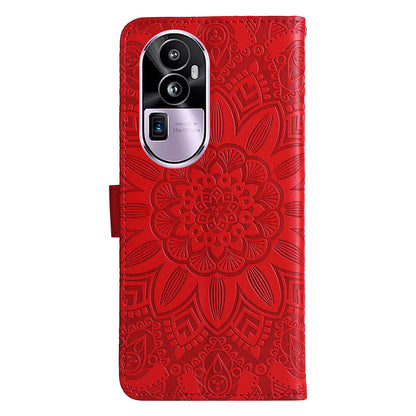 For Oppo Reno10 Pro+ 5G Book Style Protective Cover Sunflower Imprinted Stand Leather Wallet Case