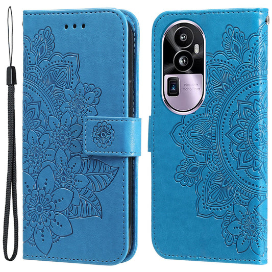 For Oppo Reno10 Pro+ 5G Imprinted Flower Cover Phone Case Foldable Stand Wallet PU Leather Shell