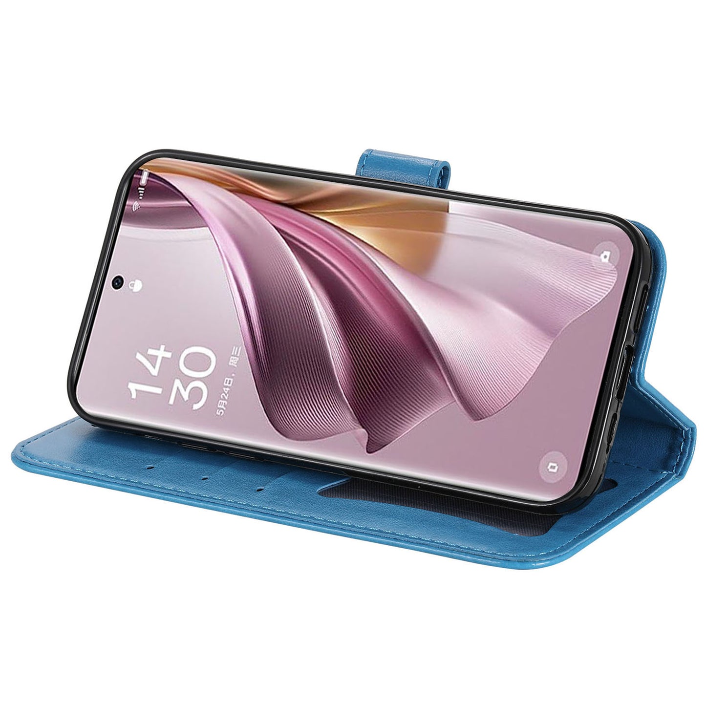 For Oppo Reno10 Pro+ 5G Imprinted Flower Cover Phone Case Foldable Stand Wallet PU Leather Shell