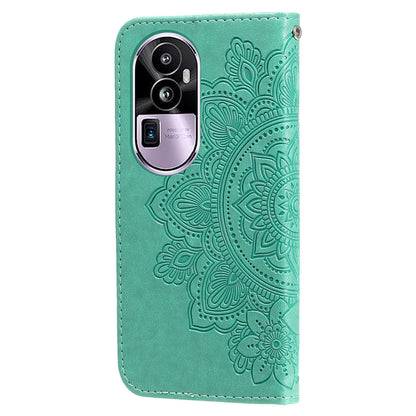 For Oppo Reno10 Pro+ 5G Imprinted Flower Cover Phone Case Foldable Stand Wallet PU Leather Shell