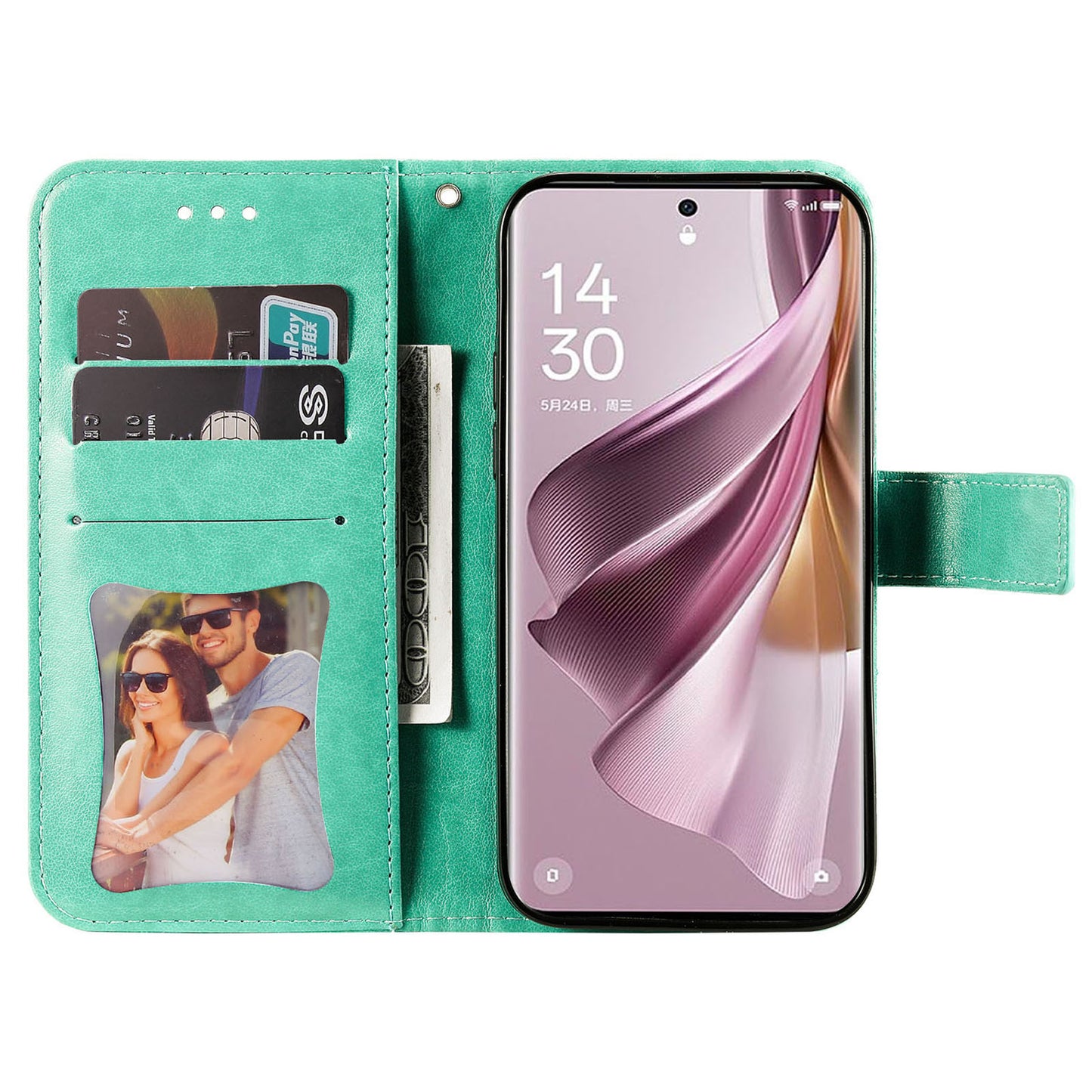 For Oppo Reno10 Pro+ 5G Imprinted Flower Cover Phone Case Foldable Stand Wallet PU Leather Shell
