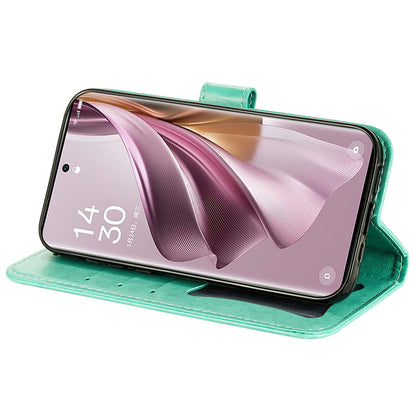 For Oppo Reno10 Pro+ 5G Imprinted Flower Cover Phone Case Foldable Stand Wallet PU Leather Shell