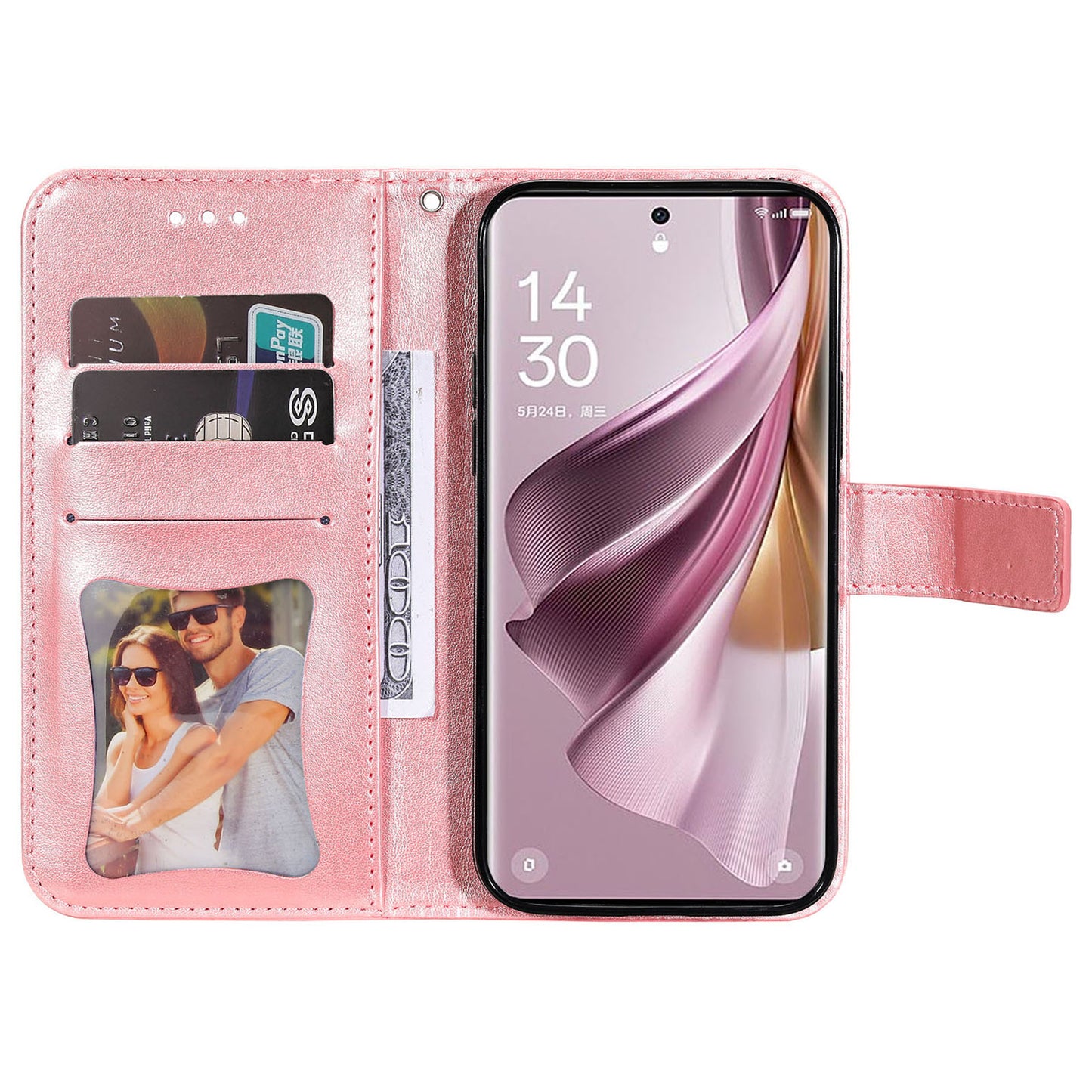 For Oppo Reno10 Pro+ 5G Imprinted Flower Cover Phone Case Foldable Stand Wallet PU Leather Shell