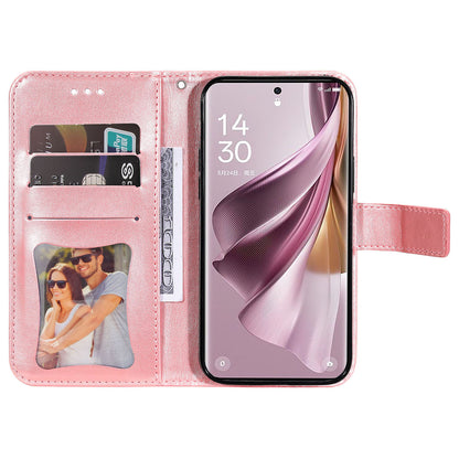 For Oppo Reno10 Pro+ 5G Imprinted Flower Cover Phone Case Foldable Stand Wallet PU Leather Shell