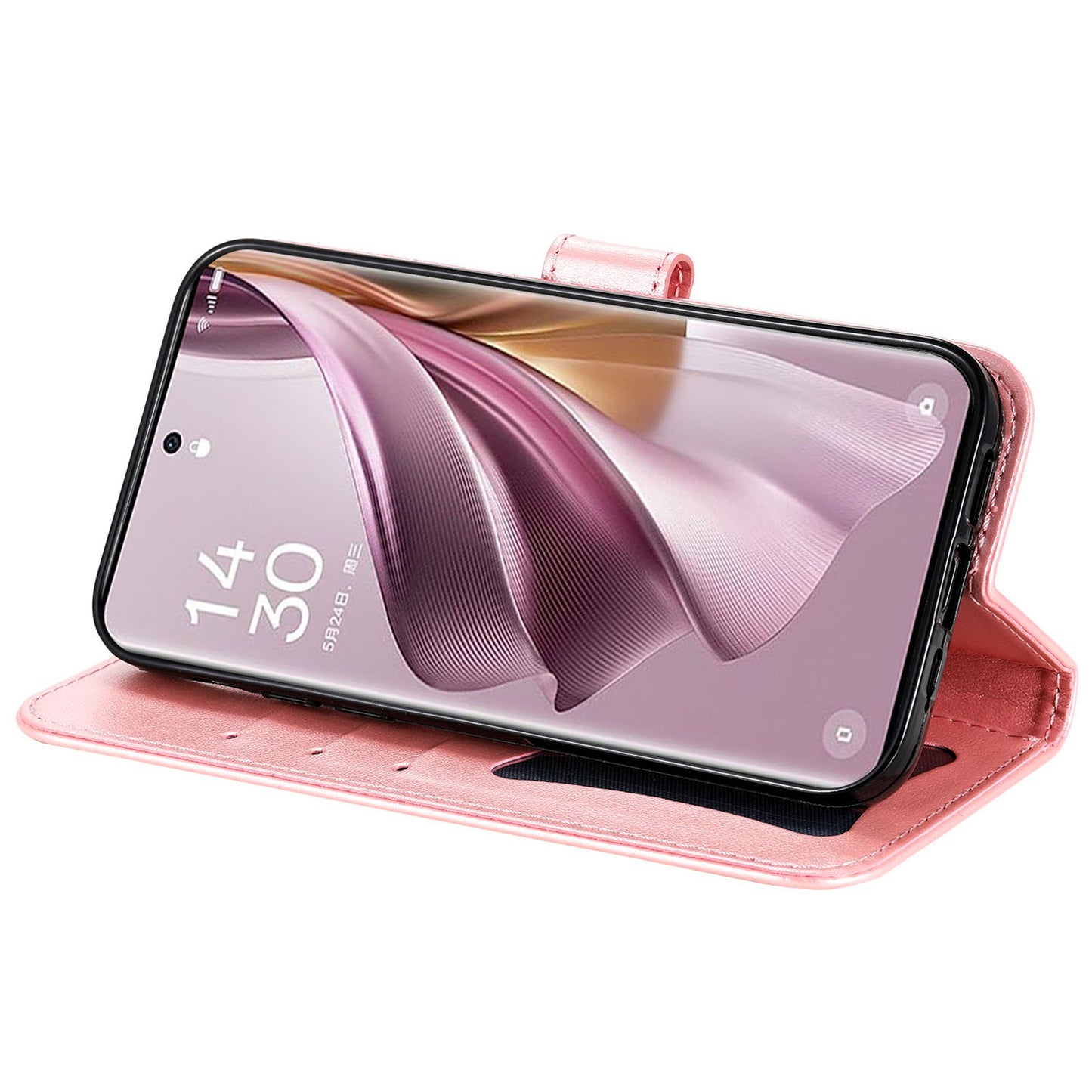 For Oppo Reno10 Pro+ 5G Imprinted Flower Cover Phone Case Foldable Stand Wallet PU Leather Shell