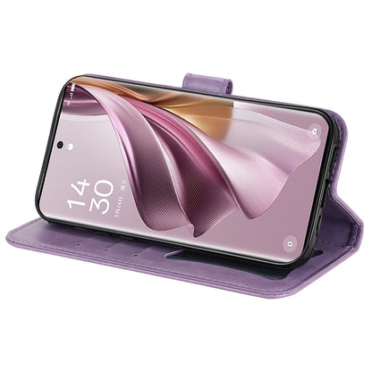 For Oppo Reno10 Pro+ 5G Imprinted Flower Cover Phone Case Foldable Stand Wallet PU Leather Shell