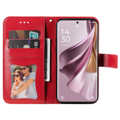 For Oppo Reno10 Pro+ 5G Imprinted Flower Cover Phone Case Foldable Stand Wallet PU Leather Shell