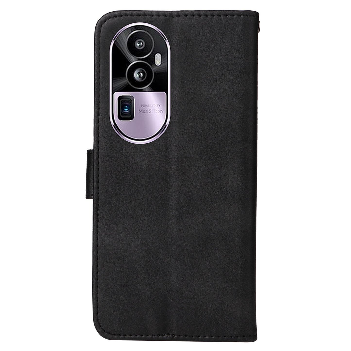 For Oppo Reno10 Pro+ 5G Flip Cover Wallet Stand Calf Texture PU Leather Phone Case with Strap