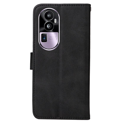 For Oppo Reno10 Pro+ 5G Flip Cover Wallet Stand Calf Texture PU Leather Phone Case with Strap