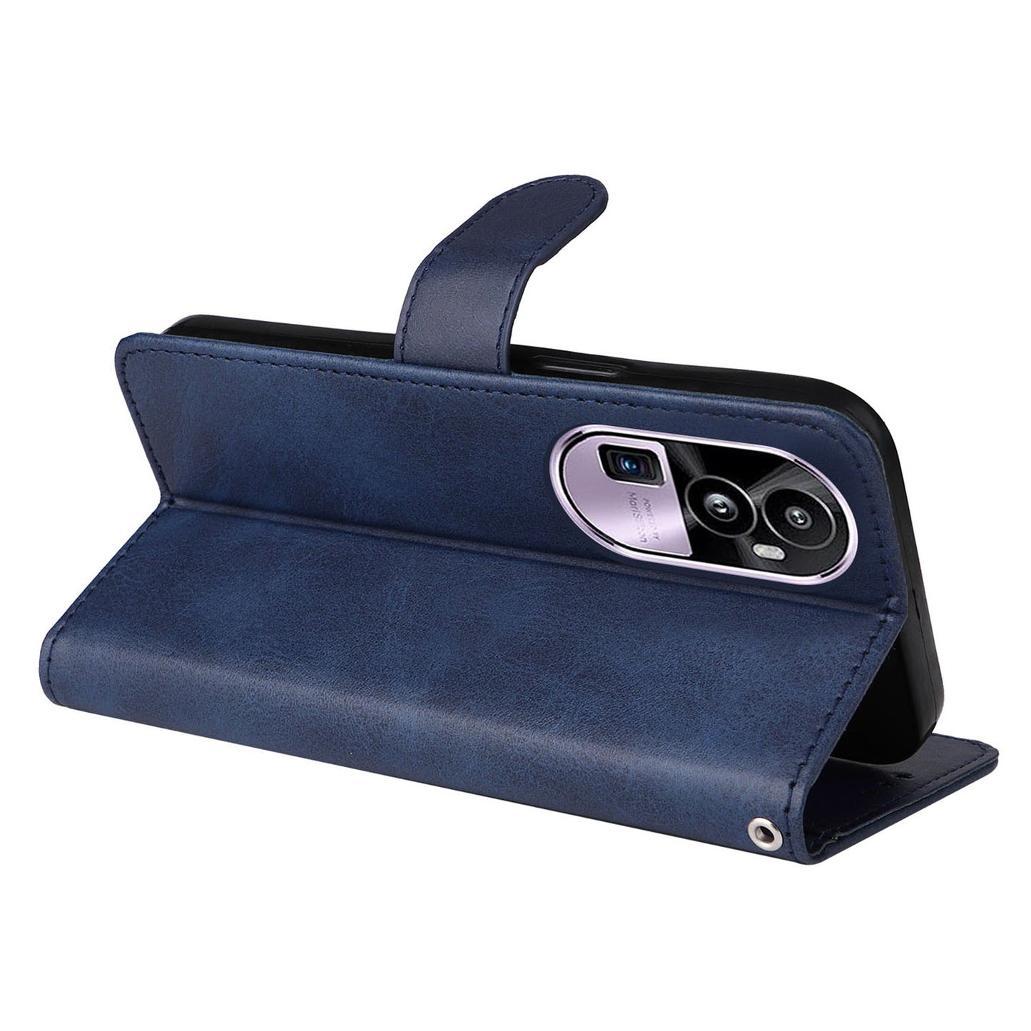 For Oppo Reno10 Pro+ 5G Flip Cover Wallet Stand Calf Texture PU Leather Phone Case with Strap