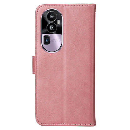 For Oppo Reno10 Pro+ 5G Flip Cover Wallet Stand Calf Texture PU Leather Phone Case with Strap