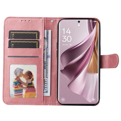 For Oppo Reno10 Pro+ 5G Flip Cover Wallet Stand Calf Texture PU Leather Phone Case with Strap