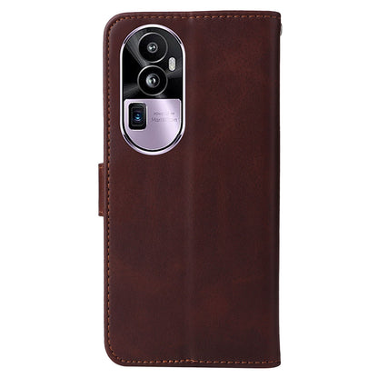 For Oppo Reno10 Pro+ 5G Flip Cover Wallet Stand Calf Texture PU Leather Phone Case with Strap