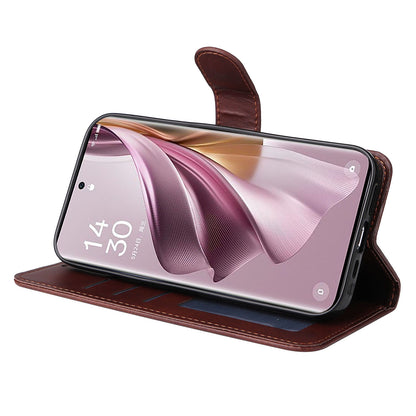 For Oppo Reno10 Pro+ 5G Flip Cover Wallet Stand Calf Texture PU Leather Phone Case with Strap
