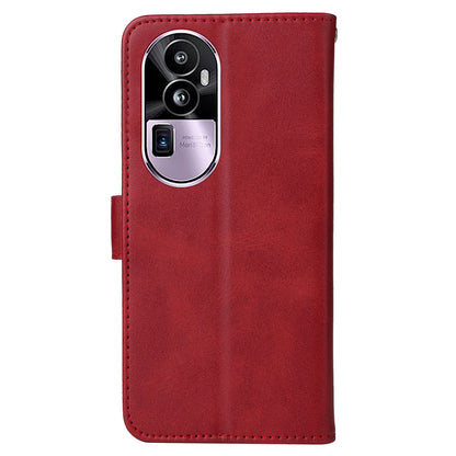 For Oppo Reno10 Pro+ 5G Flip Cover Wallet Stand Calf Texture PU Leather Phone Case with Strap
