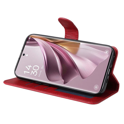 For Oppo Reno10 Pro+ 5G Flip Cover Wallet Stand Calf Texture PU Leather Phone Case with Strap