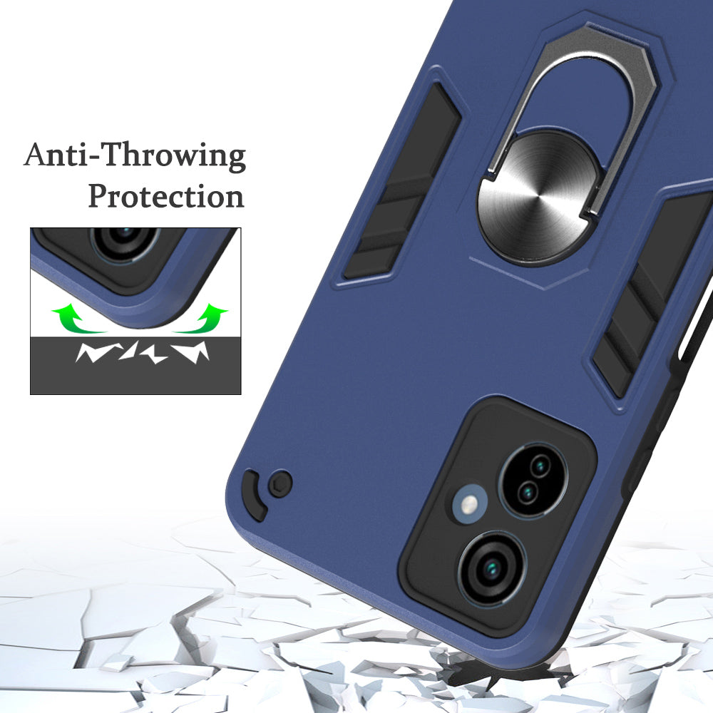 YB PC Series-1 for Tecno Camon 19 Neo 4G Rotary Ring Kickstand TPU + PC Back Cover Anti-drop Phone Case