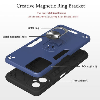 YB PC Series-1 for Tecno Camon 19 Neo 4G Rotary Ring Kickstand TPU + PC Back Cover Anti-drop Phone Case