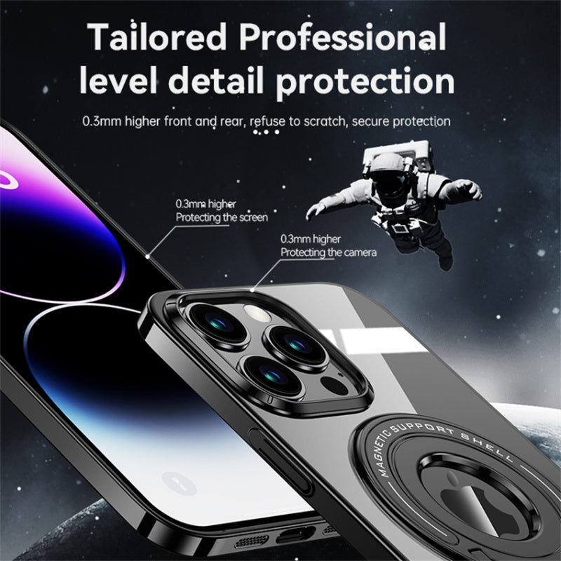 For iPhone 13 Pro 6.1 inch Electroplating Magnetic Phone Case PC Back Cover with Kickstand Compatible with MagSafe