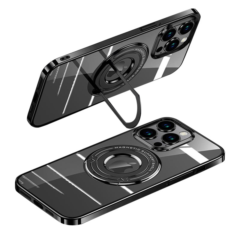 For iPhone 12 Pro Max 6.7 inch Kickstand PC Cover Magnetic Electroplated Phone Case Compatible with MagSafe