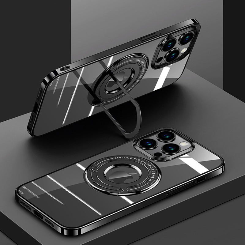 For iPhone 12 Pro Max 6.7 inch Kickstand PC Cover Magnetic Electroplated Phone Case Compatible with MagSafe