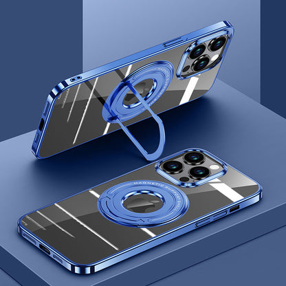 For iPhone 12 Pro 6.1 inch Magnetic PC Phone Case Electroplated Kickstand Cover Compatible with MagSafe