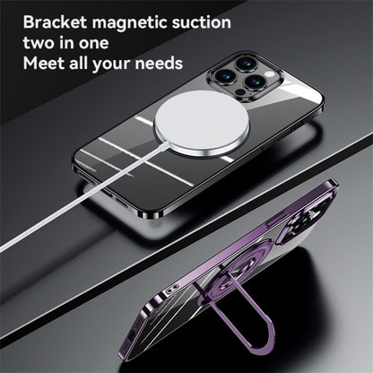 For iPhone 12 Pro 6.1 inch Magnetic PC Phone Case Electroplated Kickstand Cover Compatible with MagSafe