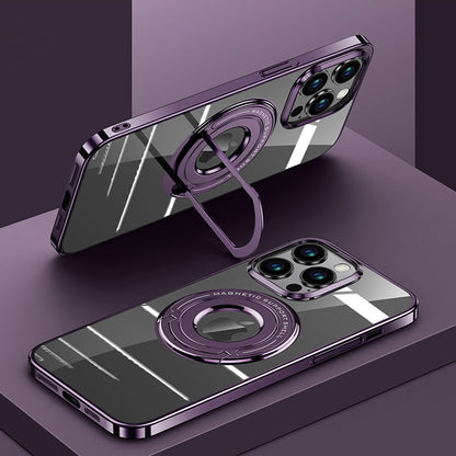For iPhone 12 Pro 6.1 inch Magnetic PC Phone Case Electroplated Kickstand Cover Compatible with MagSafe