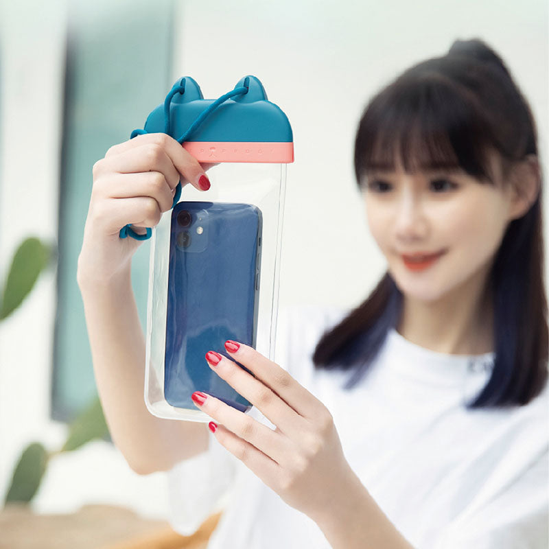 Waterproof Phone Pouch Fits Up to 7 Cell Phone Cute Cat IPX8 Phone Protector Clear TPU Dry Bag Screen Touch Sensitivity
