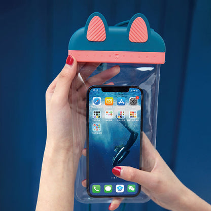 Waterproof Phone Pouch Fits Up to 7 Cell Phone Cute Cat IPX8 Phone Protector Clear TPU Dry Bag Screen Touch Sensitivity