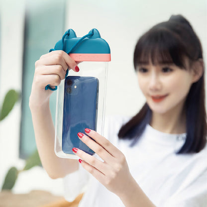 Waterproof Phone Pouch Fits Up to 7 Cell Phone Cute Cat IPX8 Phone Protector Clear TPU Dry Bag Screen Touch Sensitivity