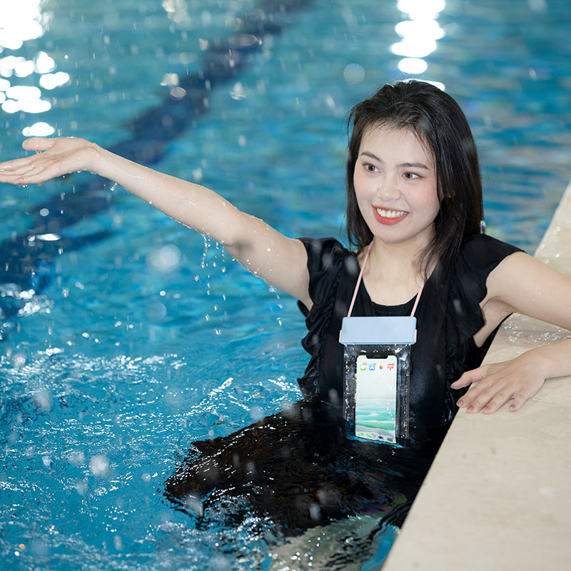 IPX8 Waterproof Case for Phones within 7.0'' Stripes Texture Clear TPU Touchscreen Cellphone Dry Bag Beach Essentials